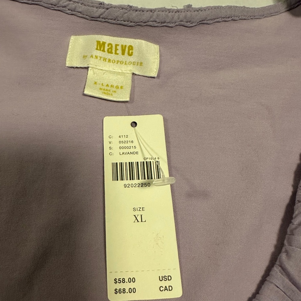 Anthropologie Lavender Ruffled Blouse - Picture 2 of 3